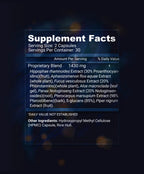 Stemregen supplement facts label with detailed ingredient list on a dark background